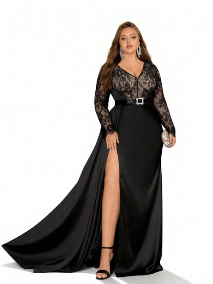 Stalluxe | Spitzen-Abendkleid mit langen Ärmeln für elegante Anlässe 5xl