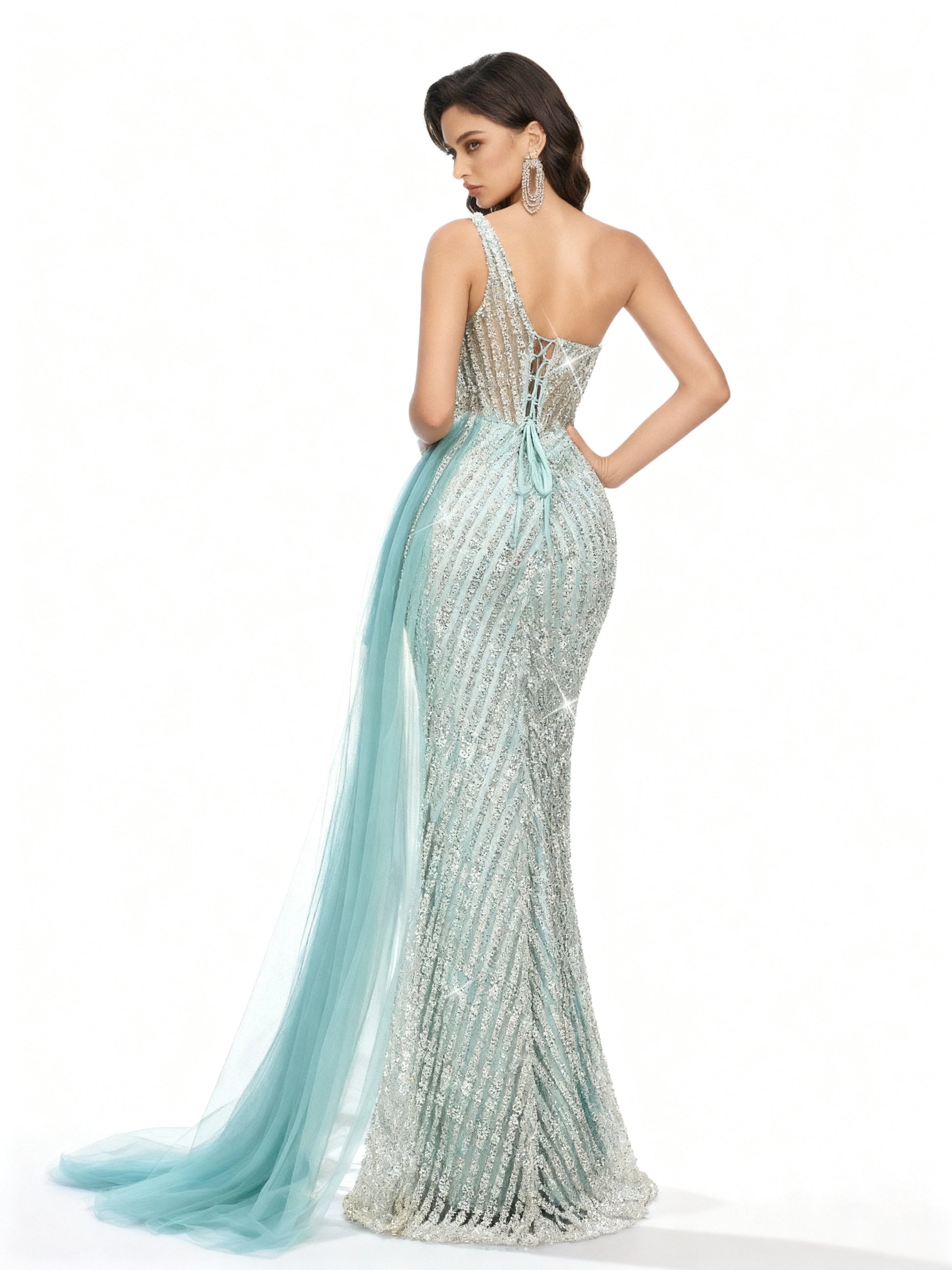 Stalluxe | Fliederfarbenes Trägerloses Kleid mit Hohem Schlitz