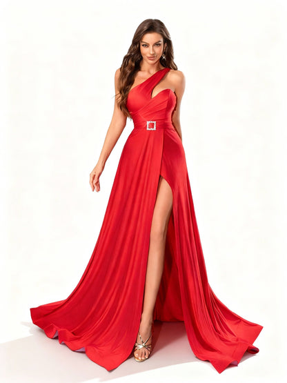 Stalluxe | Atemberaubendes Rotes Ärmelloses Abendkleid mit Schlitz XL