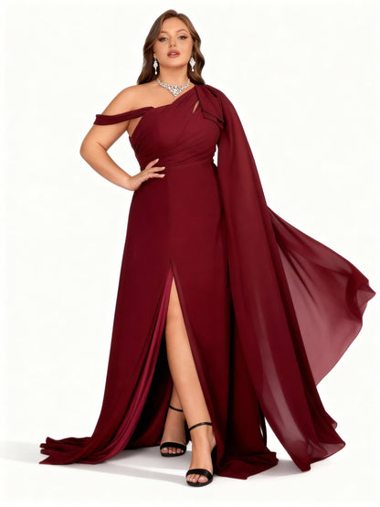 Stalluxe | Brautjungfernkleid in Großen Größen mit Asymmetrischem Ausschnitt