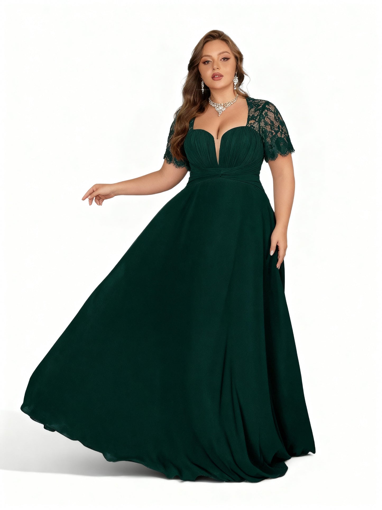 Stalluxe | Chiffonkleid in Großen Größen mit Spitzen-Details