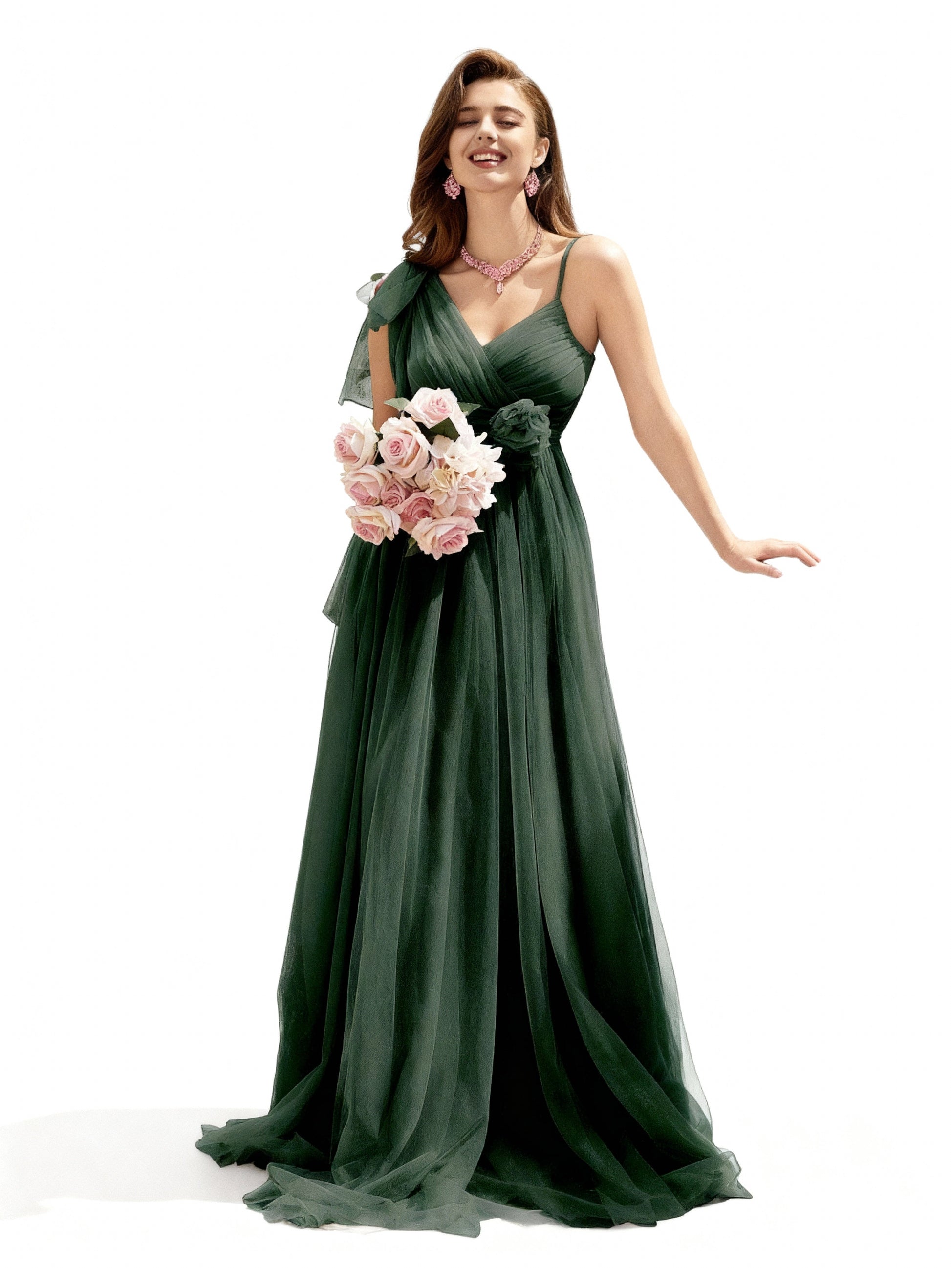 Stalluxe | Asymmetrisches Netzkleid mit Blumenverzierung