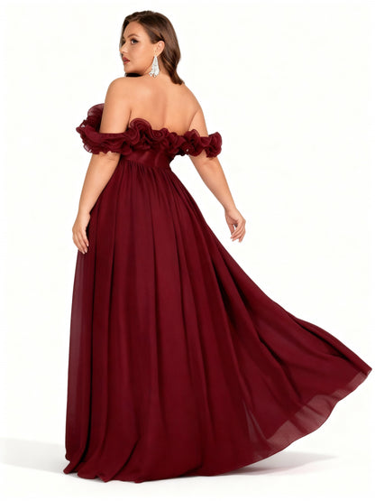 Stalluxe | Schulterfreies Blumenkleid in Großen Größen