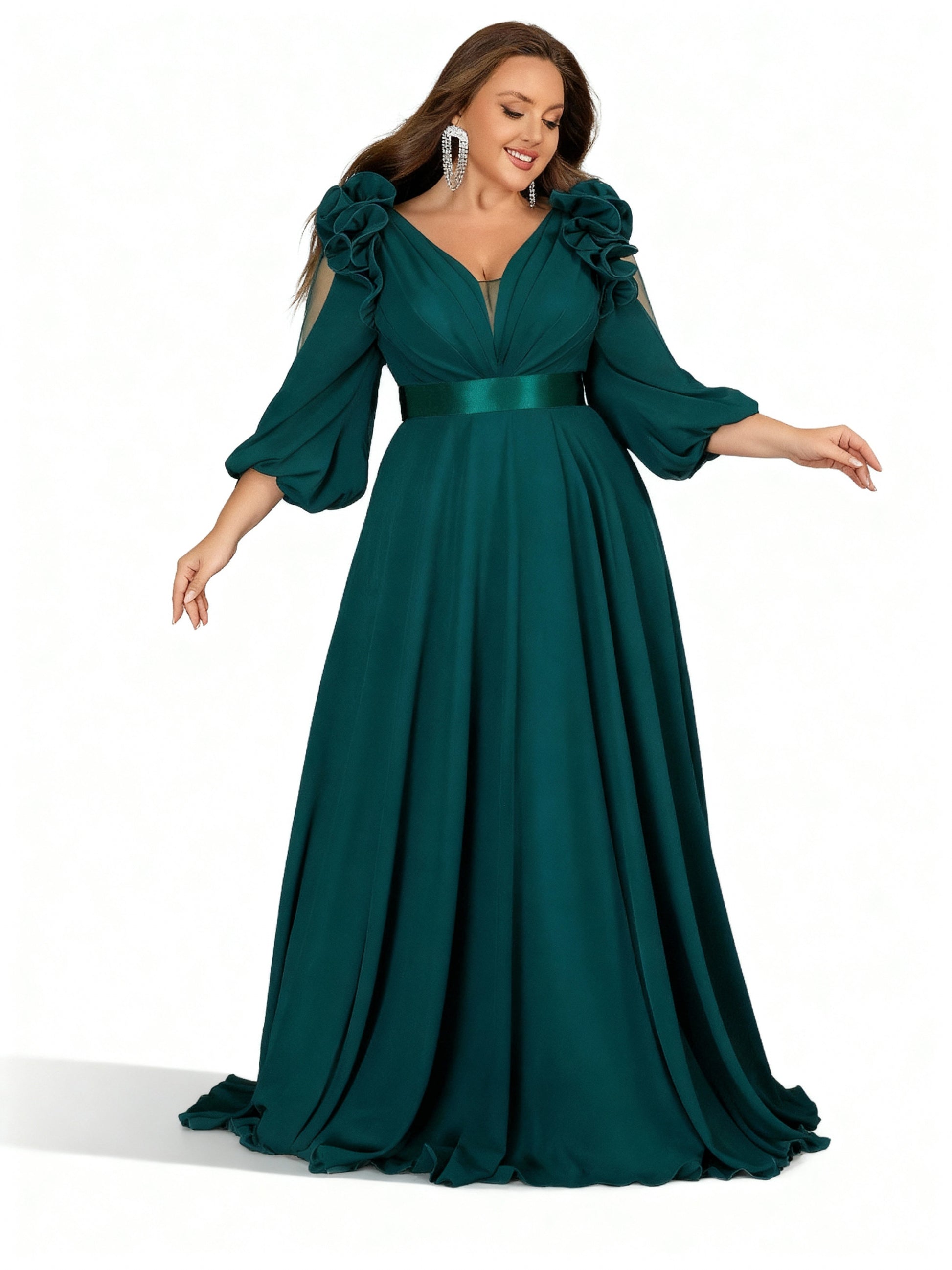 Stalluxe | Elegantes Chiffon-Maxikleid mit V-Ausschnitt