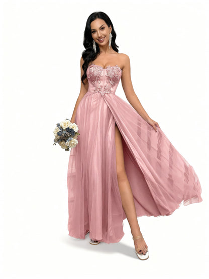 Stalluxe | Trägerloses Feenkleid mit Schlitz Rosa