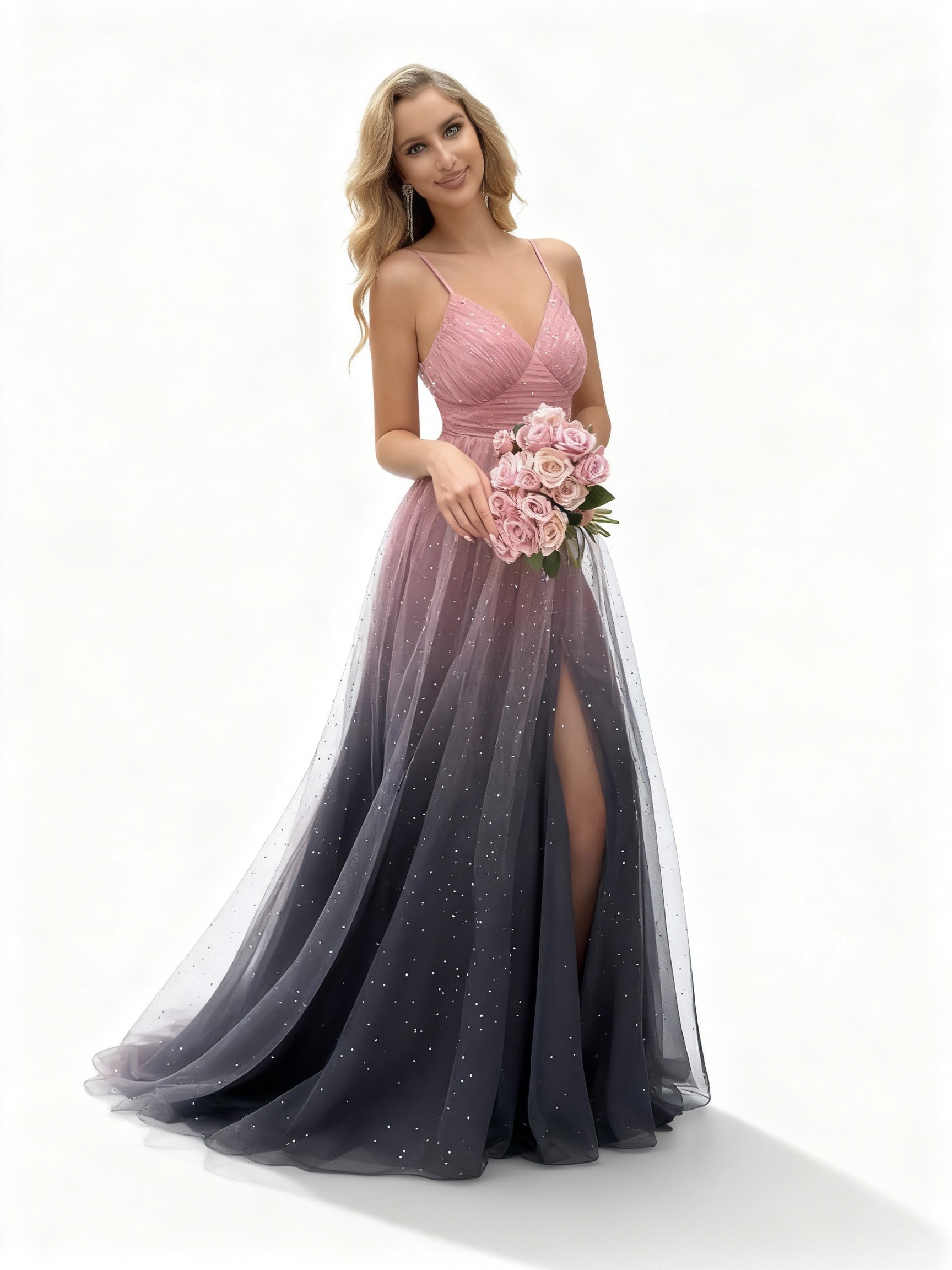 Stalluxe | Paillettenkleid mit Farbverlauf und Schlitz