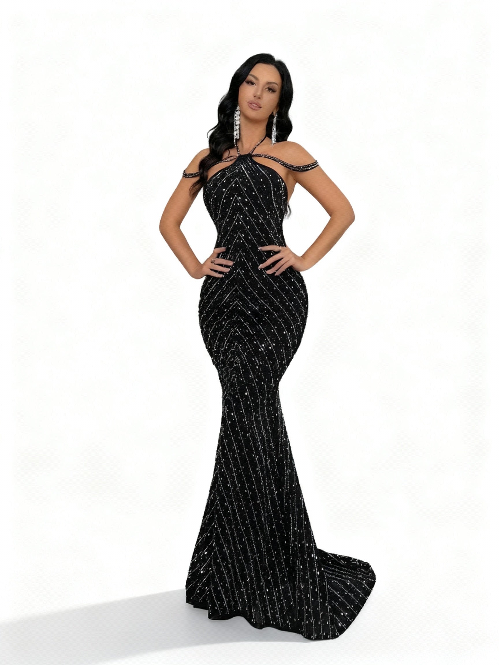 Stalluxe | Göttliches Strasskleid mit Rückenausschnitt im Meerjungfrauenstil