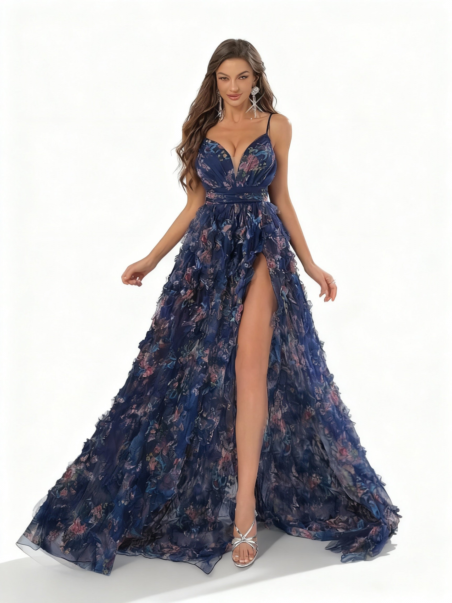 Stalluxe | Sommerliches Rückenfreies Halterneck Kleid mit Druck und Schlitz XL