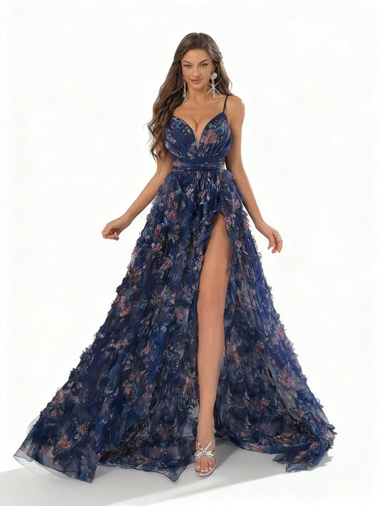 Stalluxe | Sommerliches Rückenfreies Halterneck Kleid mit Druck und Schlitz XL