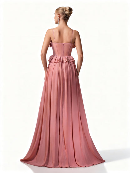 Stalluxe | Elegantes Chiffonkleid mit Spaghettiträgern