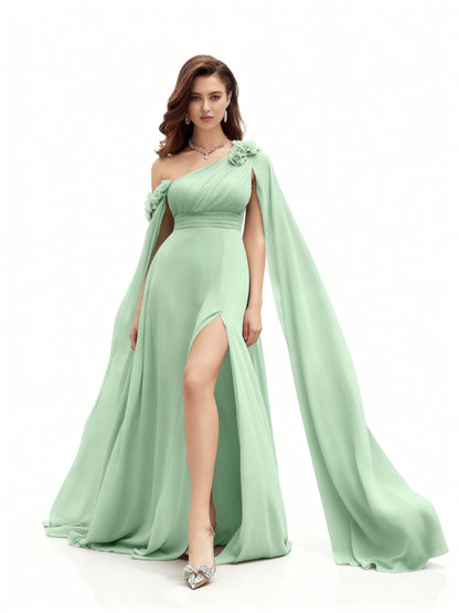 Stalluxe | Asymmetrisches Chiffonkleid mit Blumen-Details