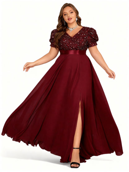 Stalluxe | Chiffonkleid mit Pailletten in Großen Größen