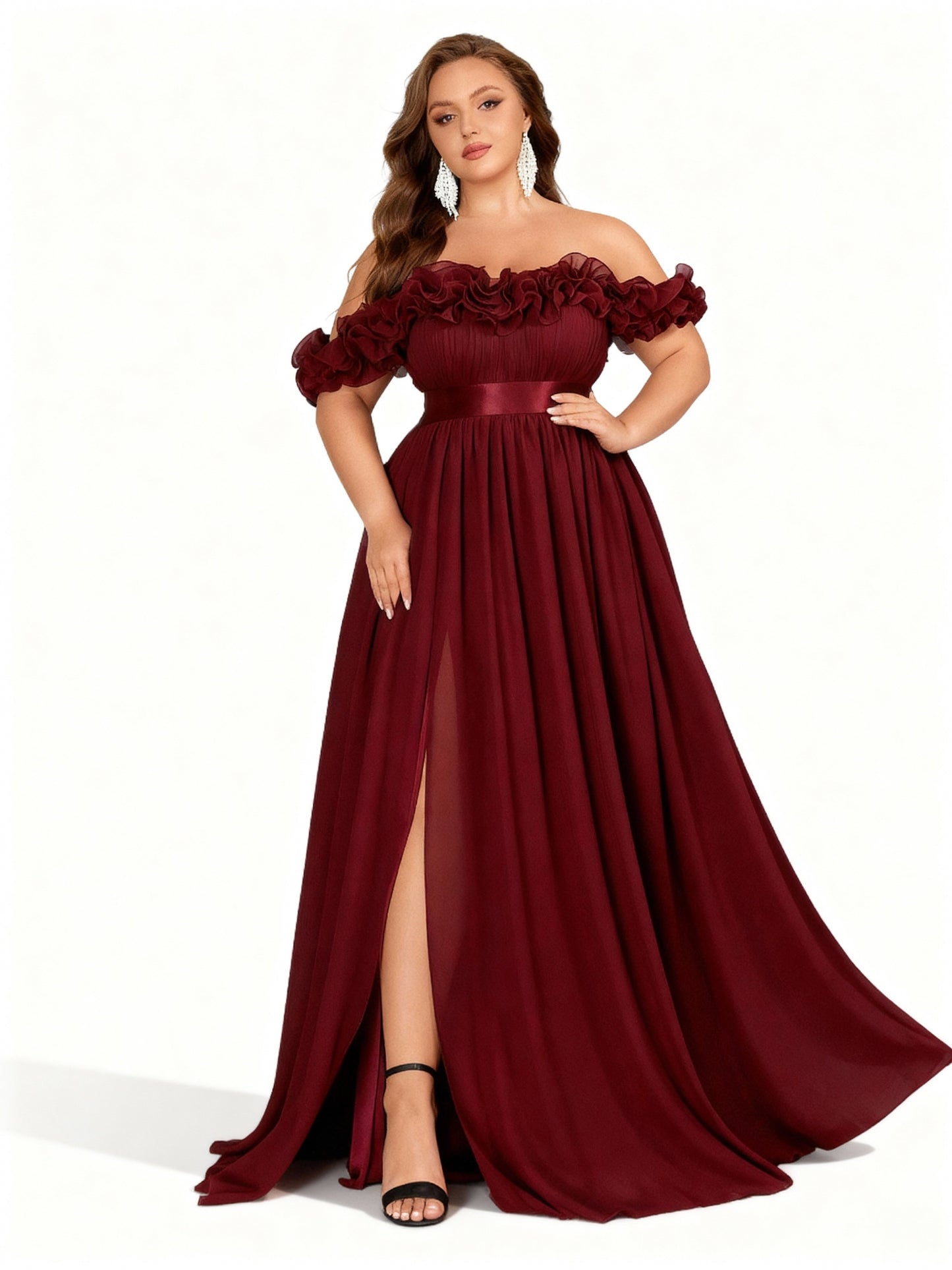 Stalluxe | Schulterfreies Blumenkleid in Großen Größen