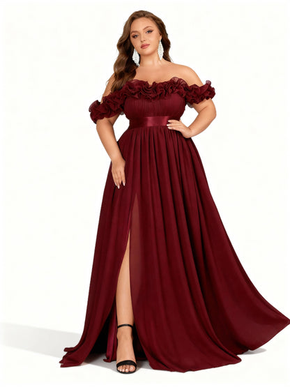 Stalluxe | Schulterfreies Blumenkleid in Großen Größen