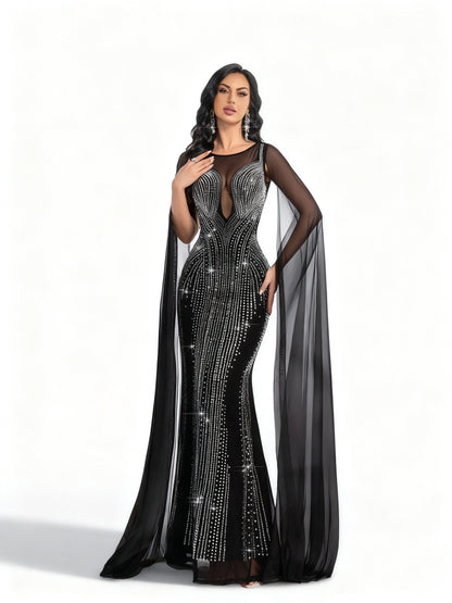 Stalluxe | Schwarzes Paillettenkleid mit Cutouts XL