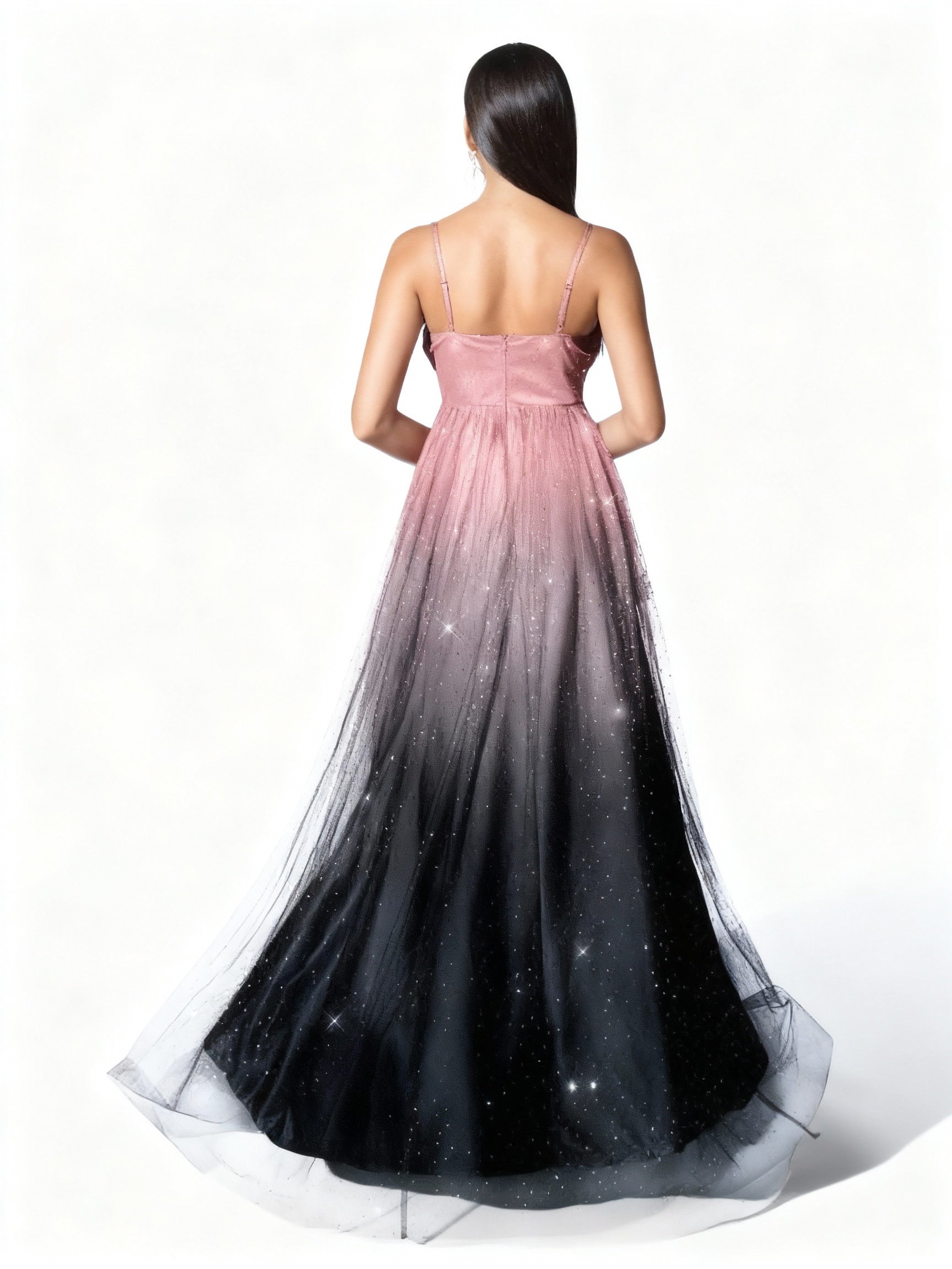 Stalluxe | Abendkleid mit Farbverlauf, Mesh und Schlitz