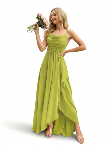 Stalluxe | Brautjungfernkleid mit Wasserfallausschnitt Senfgelb