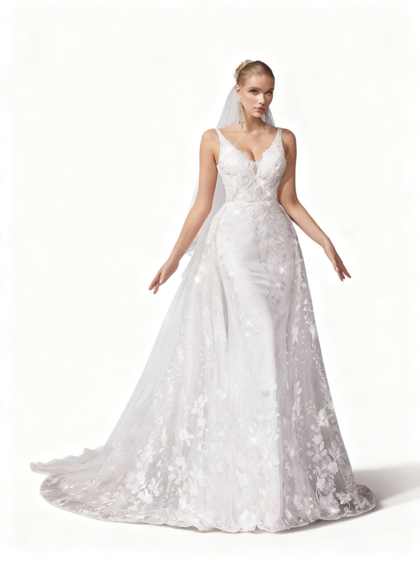 Stalluxe | Romantisches Blumenstickerei Brautkleid ohne Ärmel