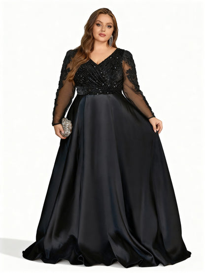 Stalluxe | Festliches Abendkleid mit Stickerei und Perlen in Übergröße