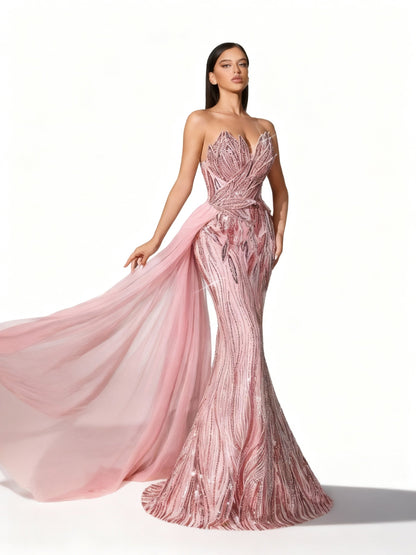 Stalluxe | Rosa Paillettenkleid mit Rückenbindung XL