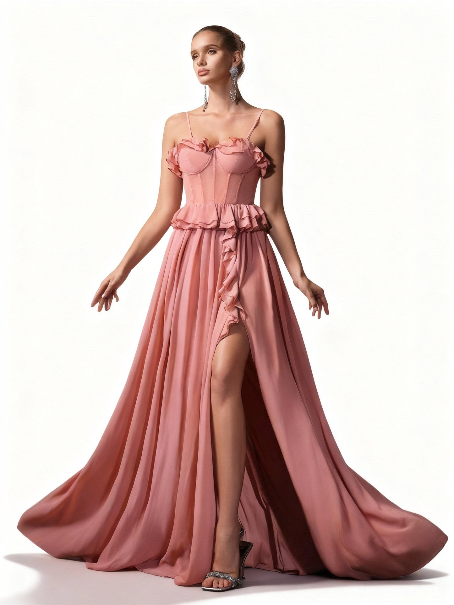 Stalluxe | Elegantes Chiffonkleid mit Spaghettiträgern