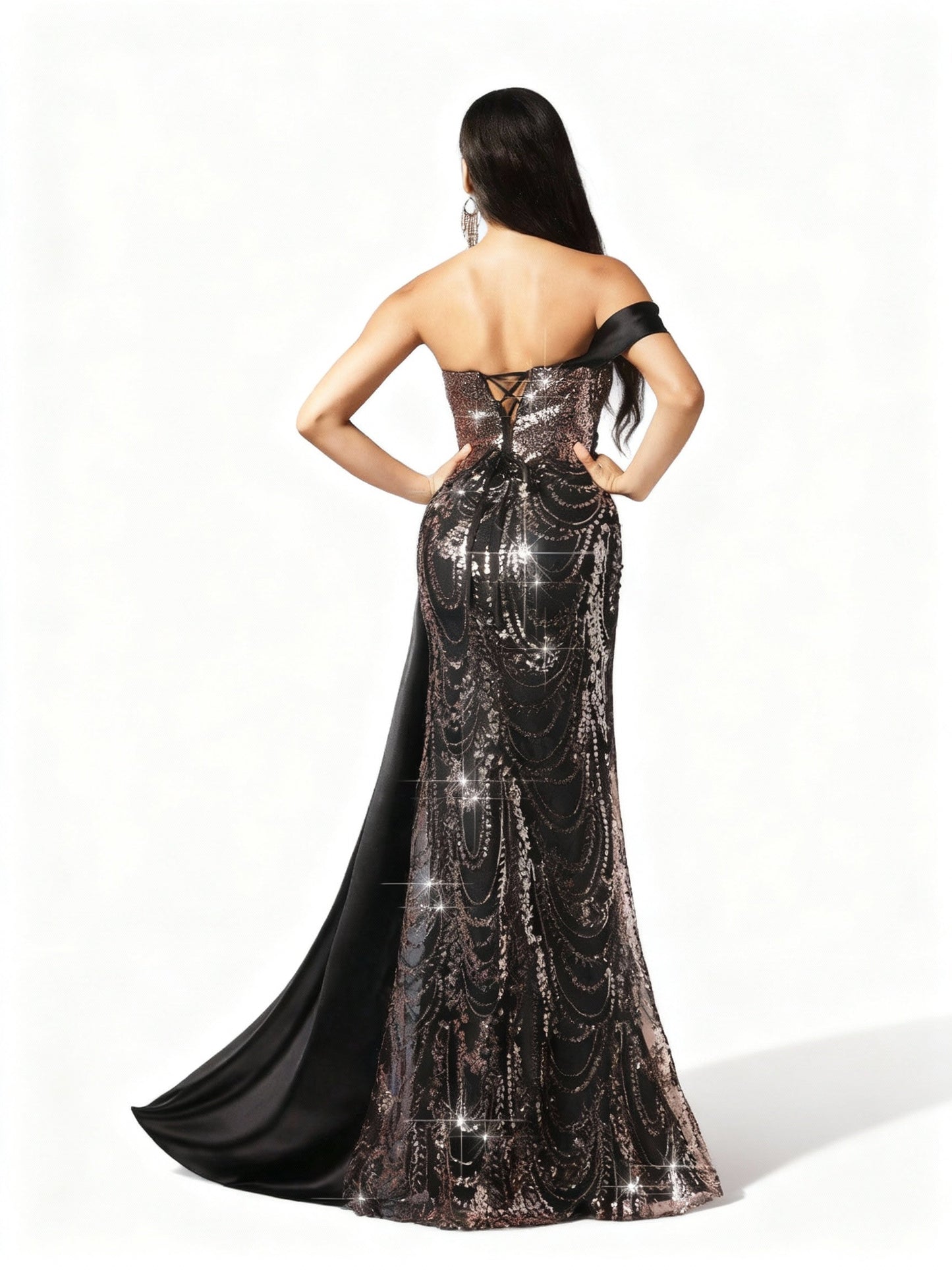 Stalluxe | Langes Blumenmusterkleid mit Pailletten-Trägern