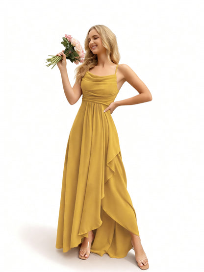 Stalluxe | Brautjungfernkleid mit Wasserfallausschnitt Gelb