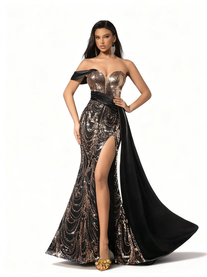 Stalluxe | Langes Blumenmusterkleid mit Pailletten-Trägern XL