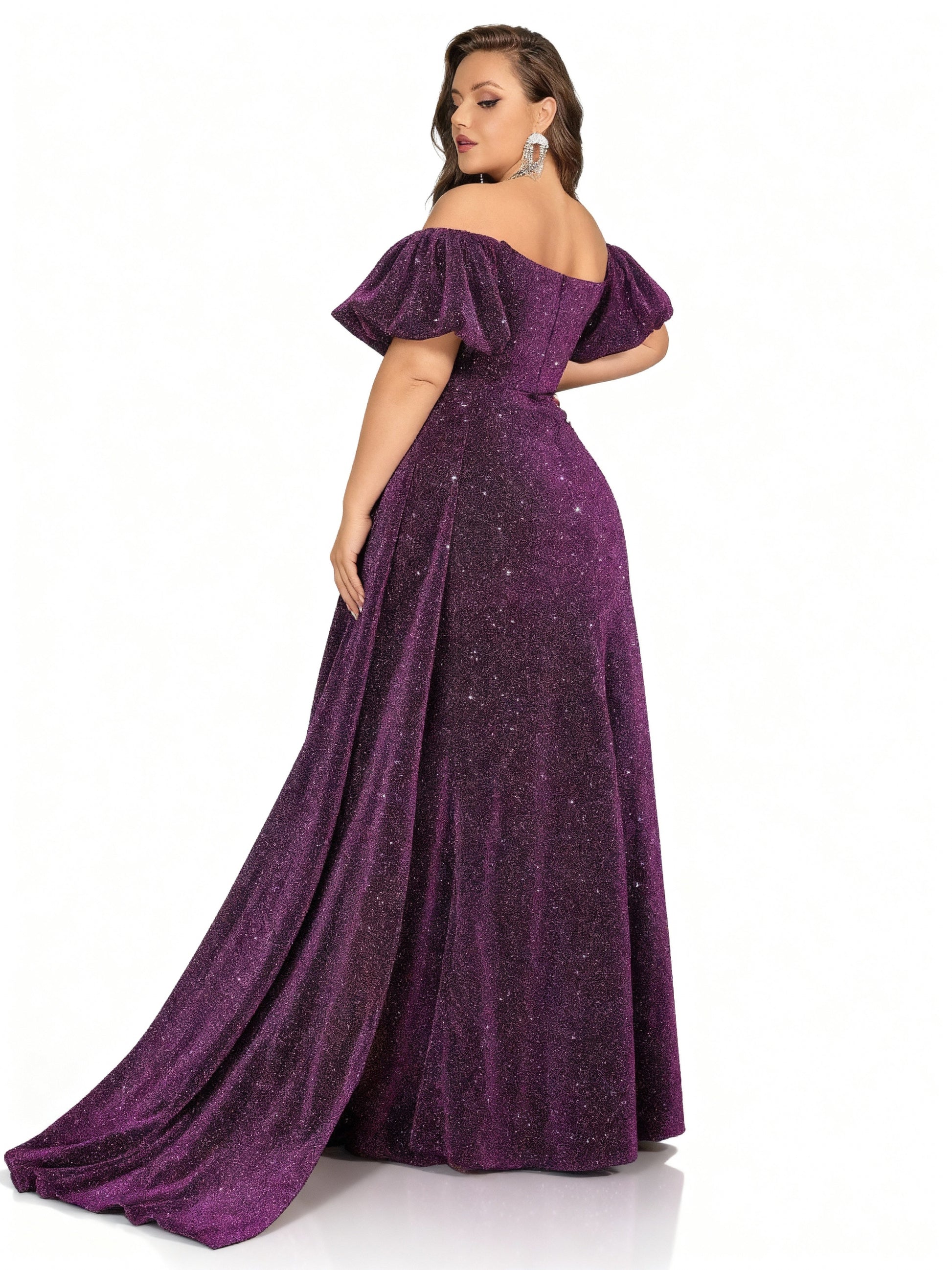 Stalluxe | Schulterfreies Langkleid mit Schlitz in Großen Größen