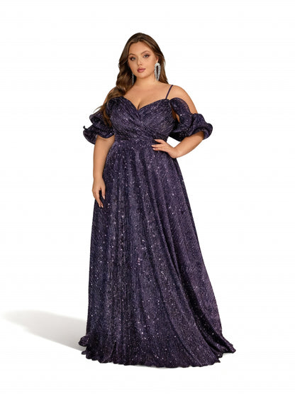 Stalluxe | Lila Schulterfreies Neckholder-Kleid 5XL