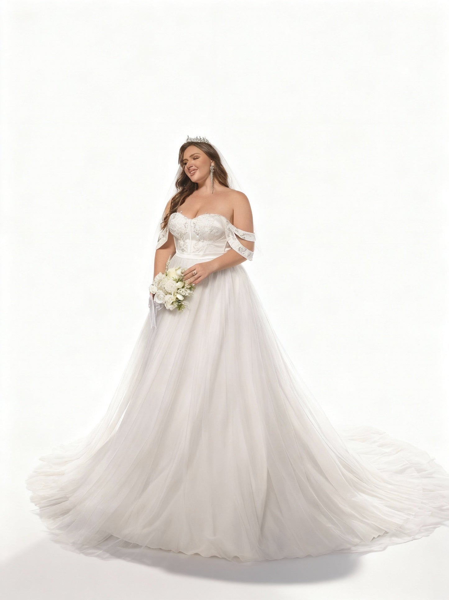 Sovea | One-Shoulder Brautkleid mit Mesh-Details und Falten