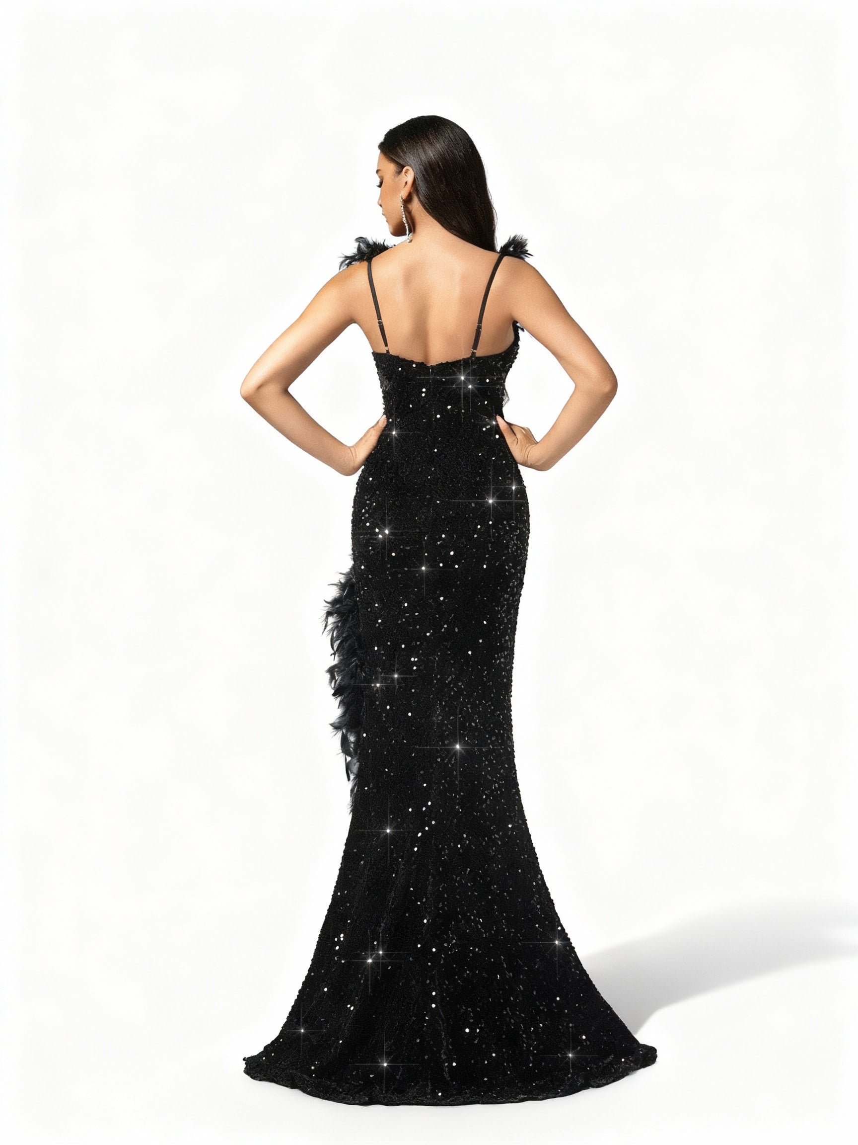 Stalluxe | Elegantes tiefes V-Ausschnitt-Paillettenkleid