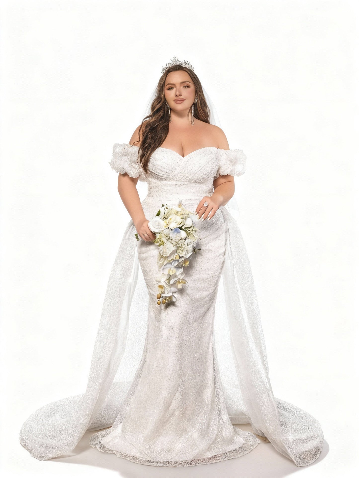 Stalluxe | Weißes Rückenfreies One-Shoulder Brautkleid in Maxilänge