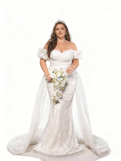 Stalluxe | Weißes Rückenfreies One-Shoulder Brautkleid in Maxilänge