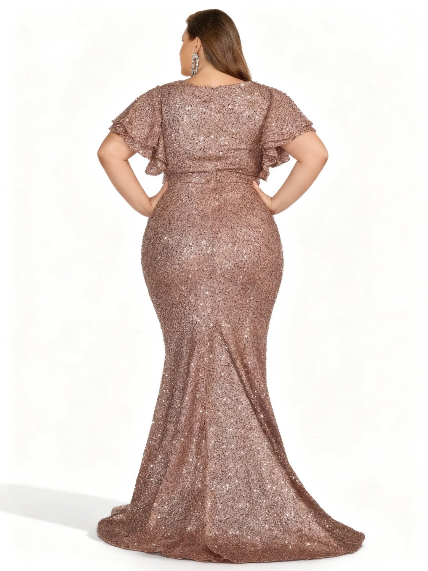 Stalluxe | Champagnerfarbenes Paillettenkleid mit Fischschwanz