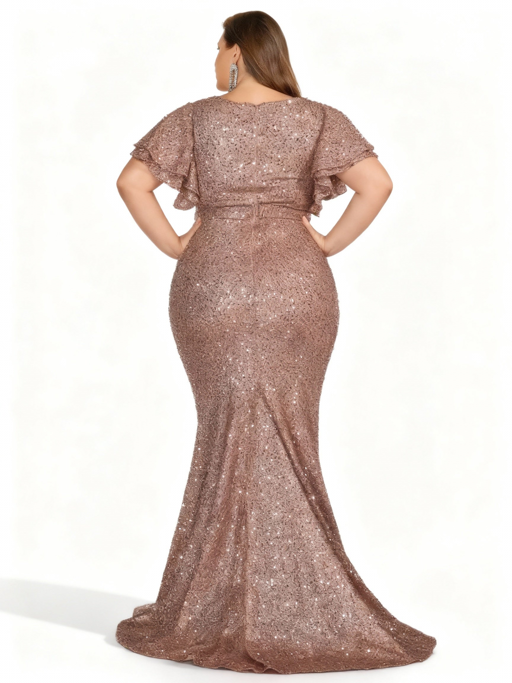 Stalluxe | Champagnerfarbenes Paillettenkleid mit Fischschwanz