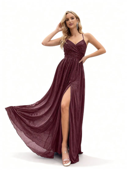 Stalluxe | Faltenkleid mit Hohem Schlitz für Brautjungfern Lila