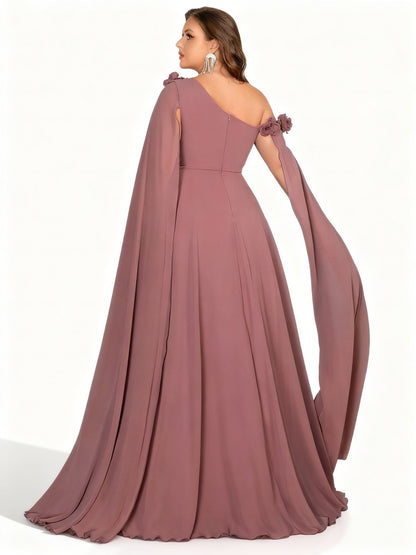 Stalluxe | Korallenrosa Chiffonkleid in Großen Größen