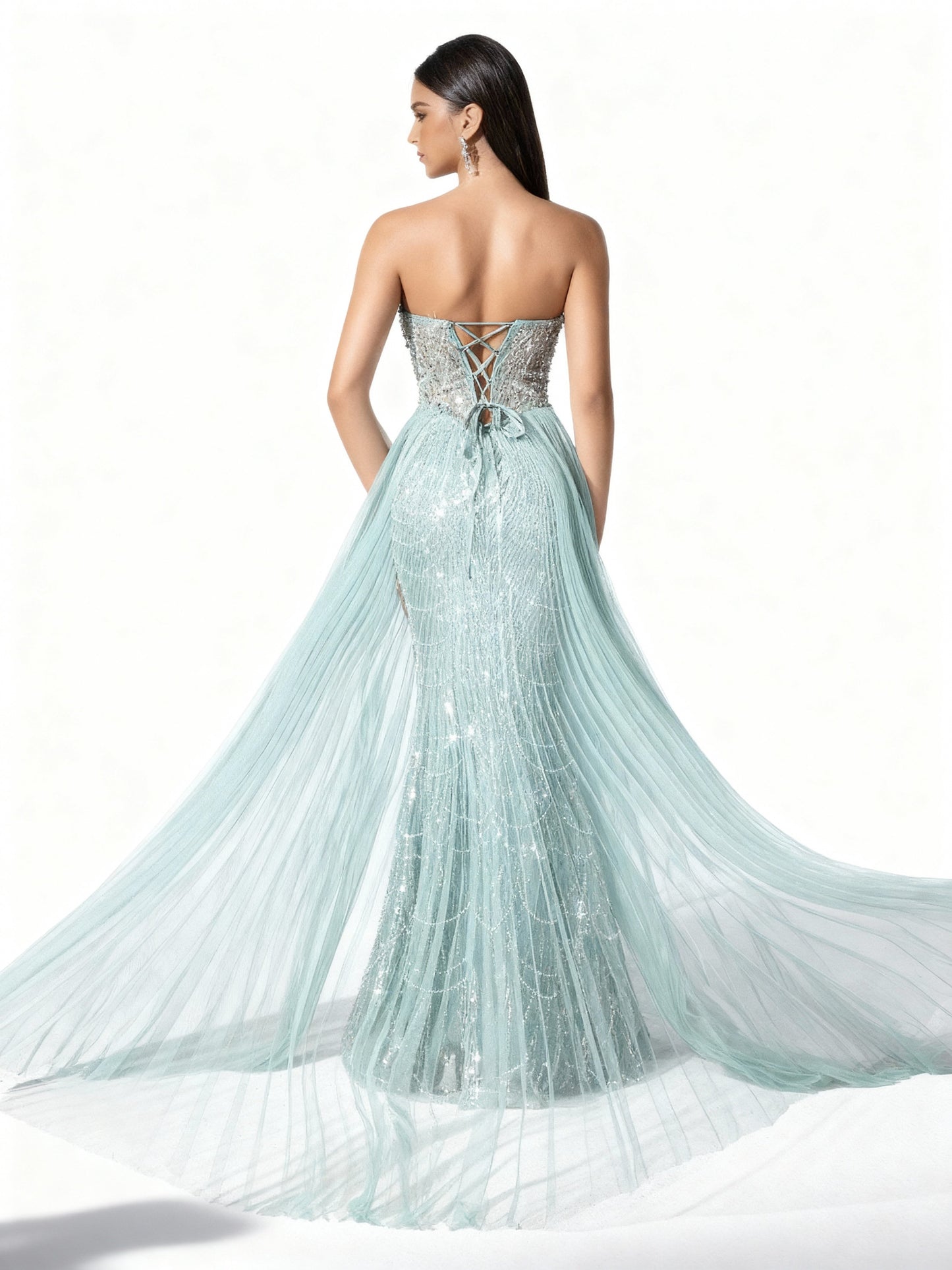 Stalluxe | Trägerloses Spitzenkleid mit Schnürung und Schlitz