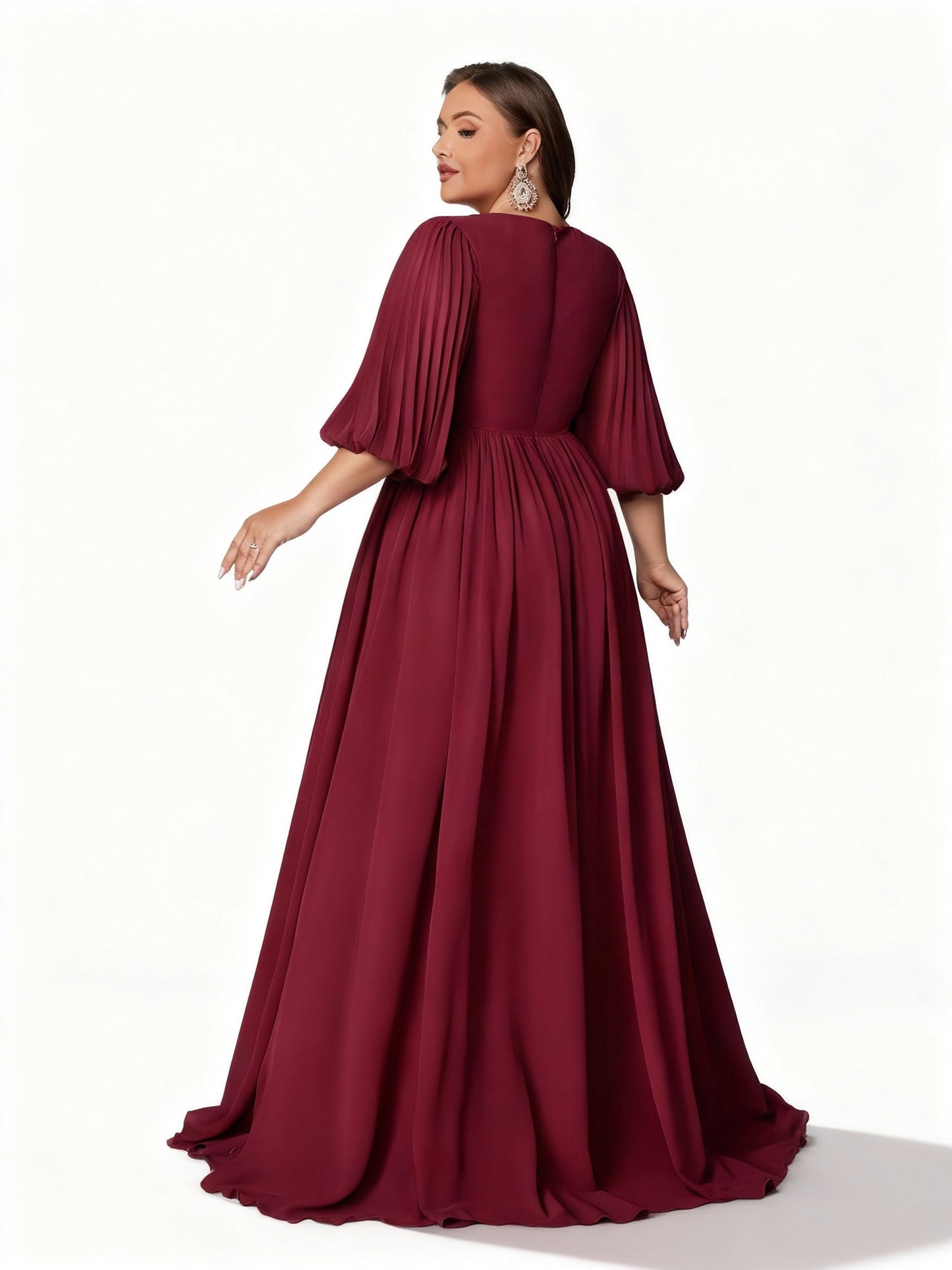 Stalluxe | Elegantes Pailletten-Abendkleid in Übergröße mit Bischofsärmeln