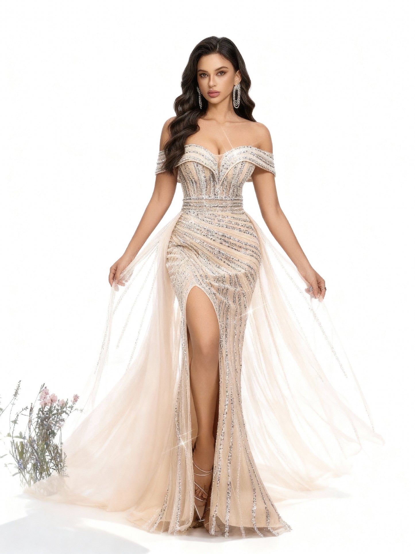 Stalluxe | Schulterfreies, enges Paillettenkleid