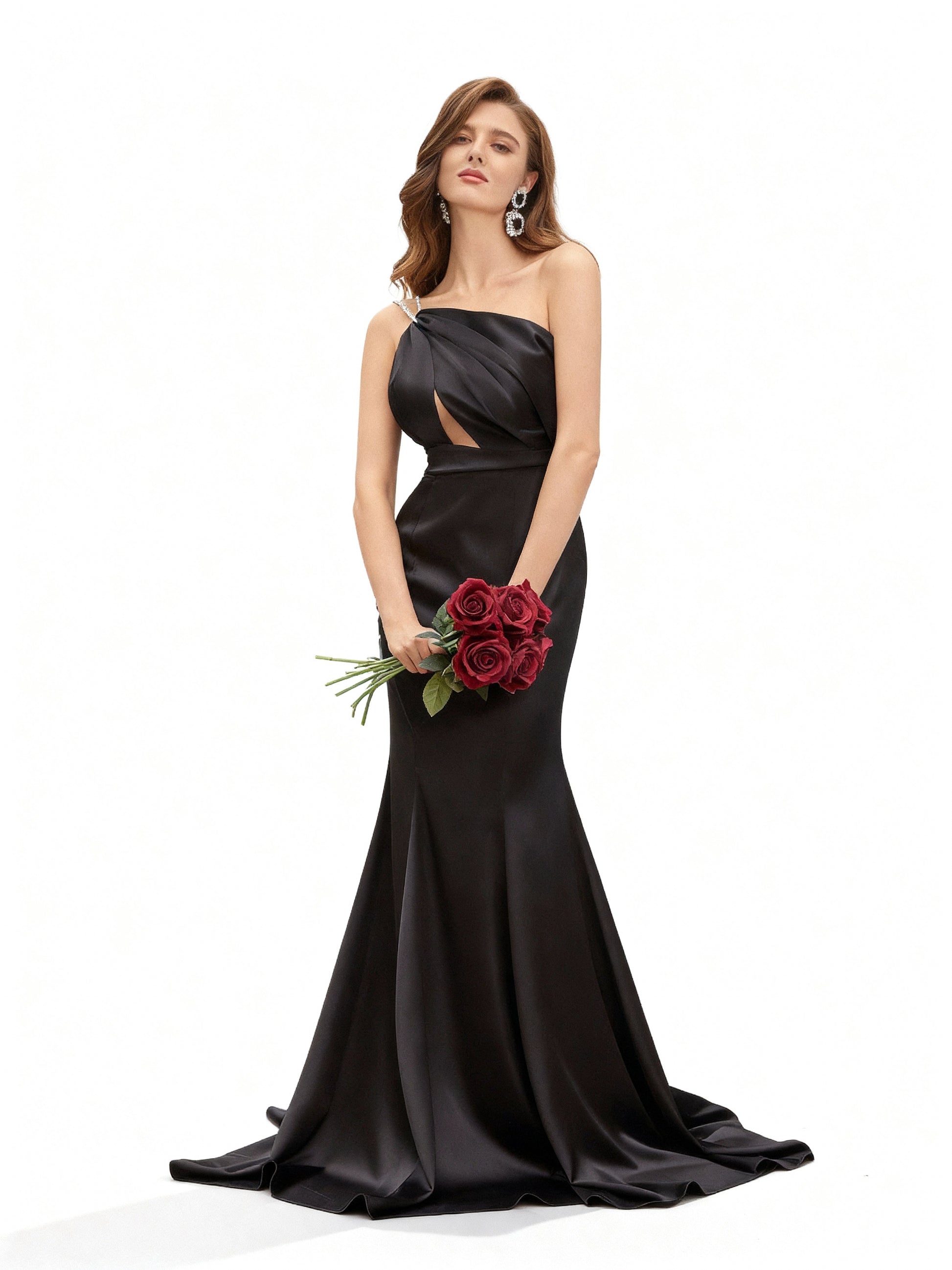 Stalluxe | Schwarzes Kleid mit Einer Schulter und Fischschwanz XL