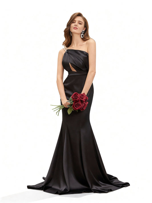 Stalluxe | Schwarzes Kleid mit Einer Schulter und Fischschwanz XL