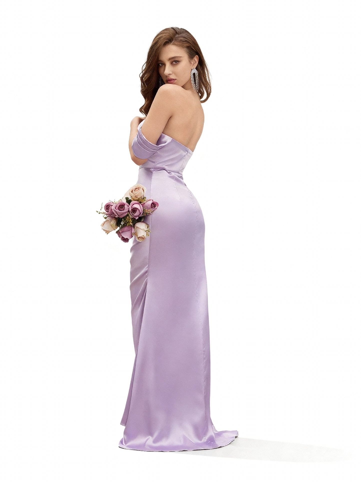 Stalluxe | Lila Schulterfreies Brautjungfernkleid