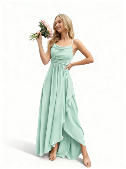 Stalluxe | Brautjungfernkleid mit Wasserfallausschnitt Wassergrün