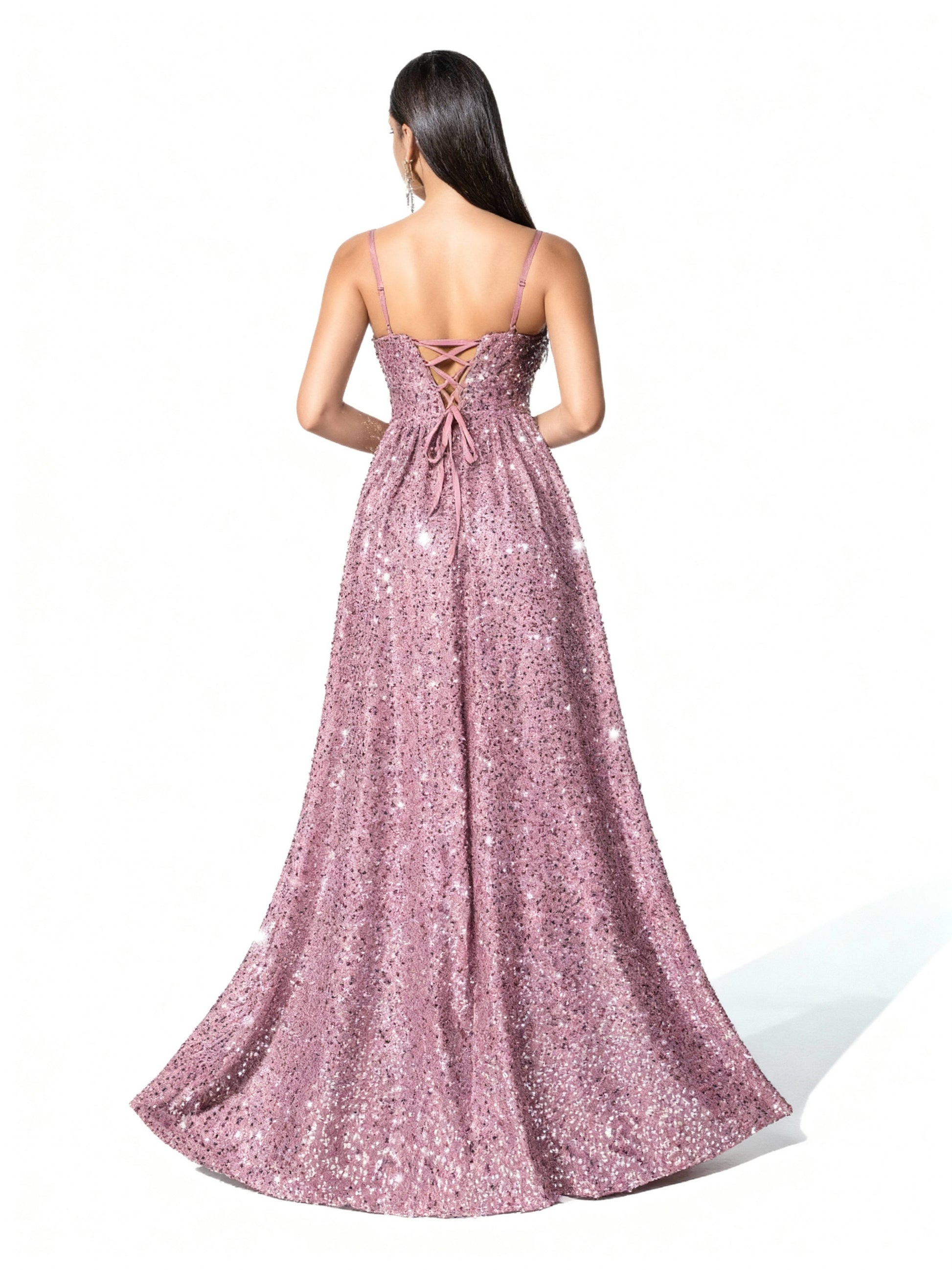 Stalluxe | Rosa Paillettenkleid mit Herz-Ausschnitt