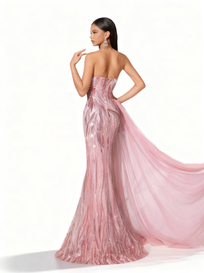 Stalluxe | Rosa Paillettenkleid mit Rückenbindung