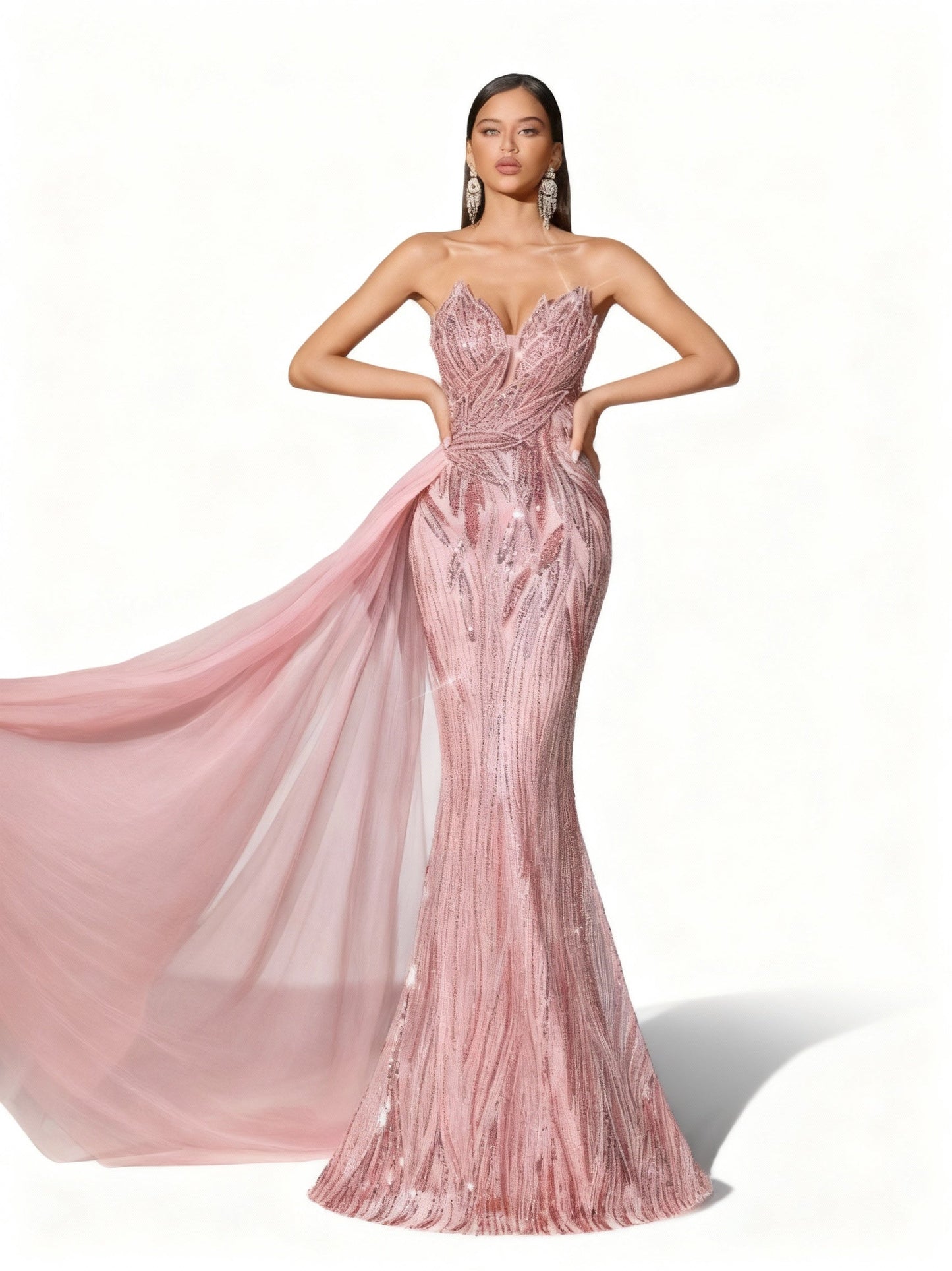 Stalluxe | Rosa Paillettenkleid mit Rückenbindung