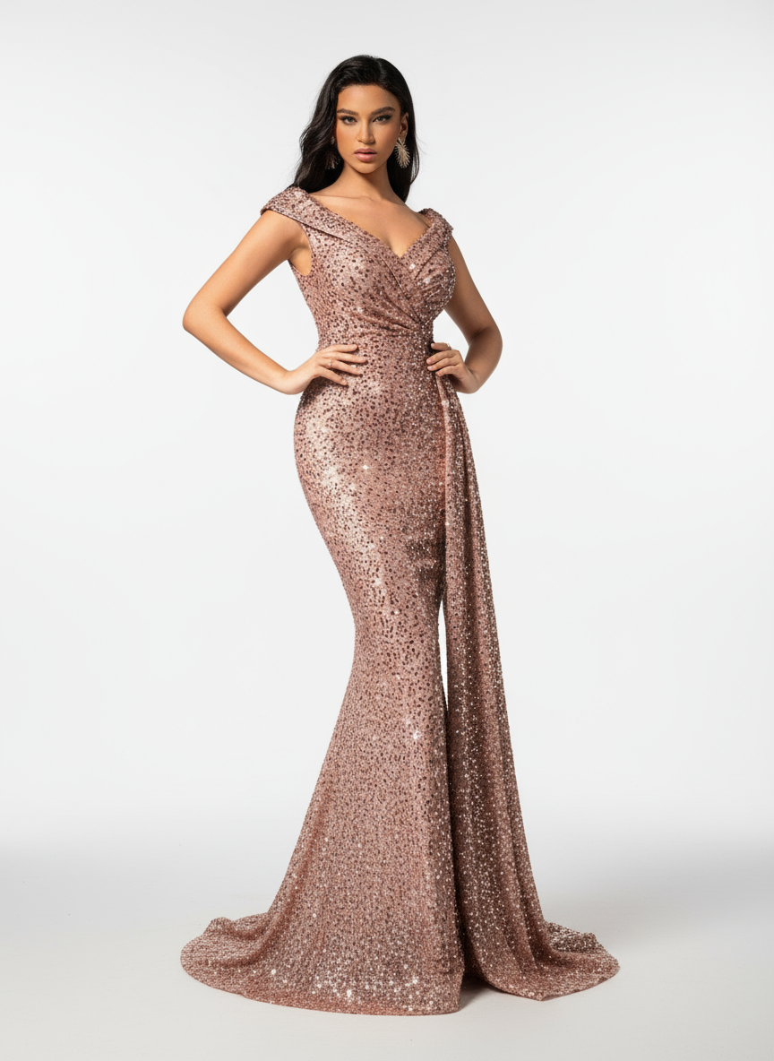 Stalluxe | Sommerliches V-Ausschnitt-Kleid mit Pailletten-Trägern