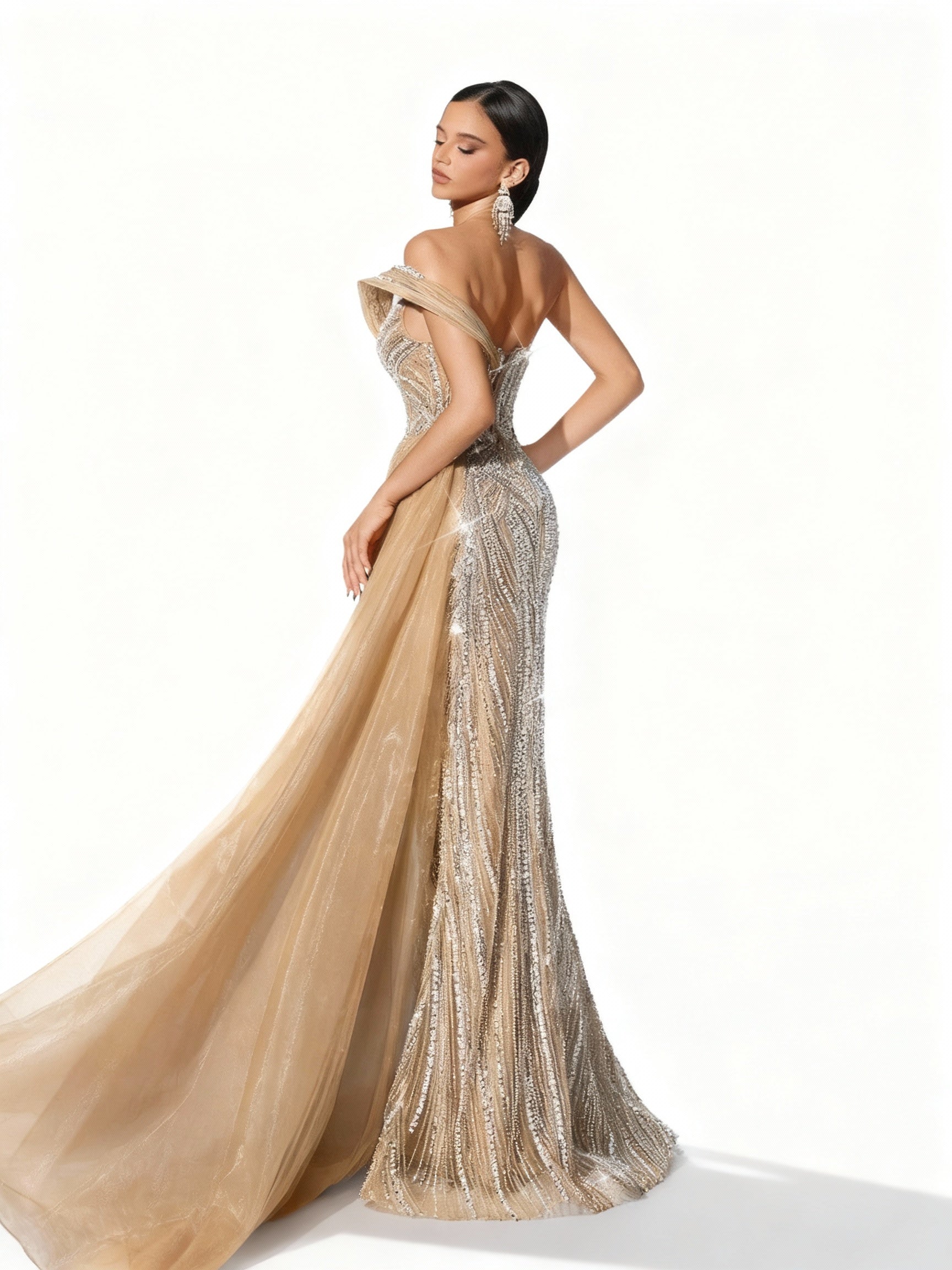 Stalluxe | Trägerloses Paillettenkleid mit Meerjungfrauen-Saum